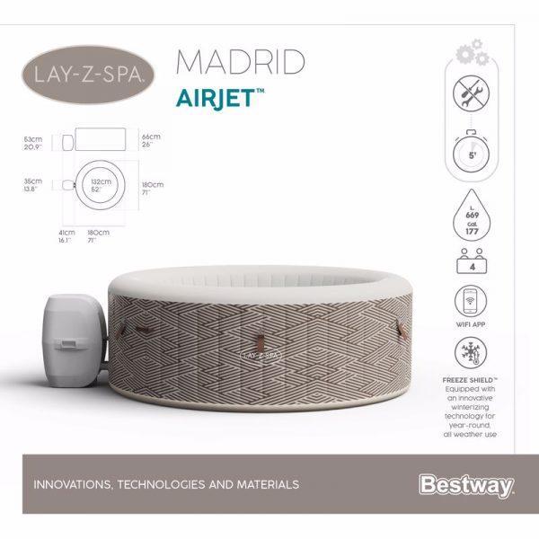 ⁦דגם 2022 - ג'קוזי מתנפח BESTWAY דגם MADRID 60055 WI-FI⁩ – תמונה ⁦7⁩